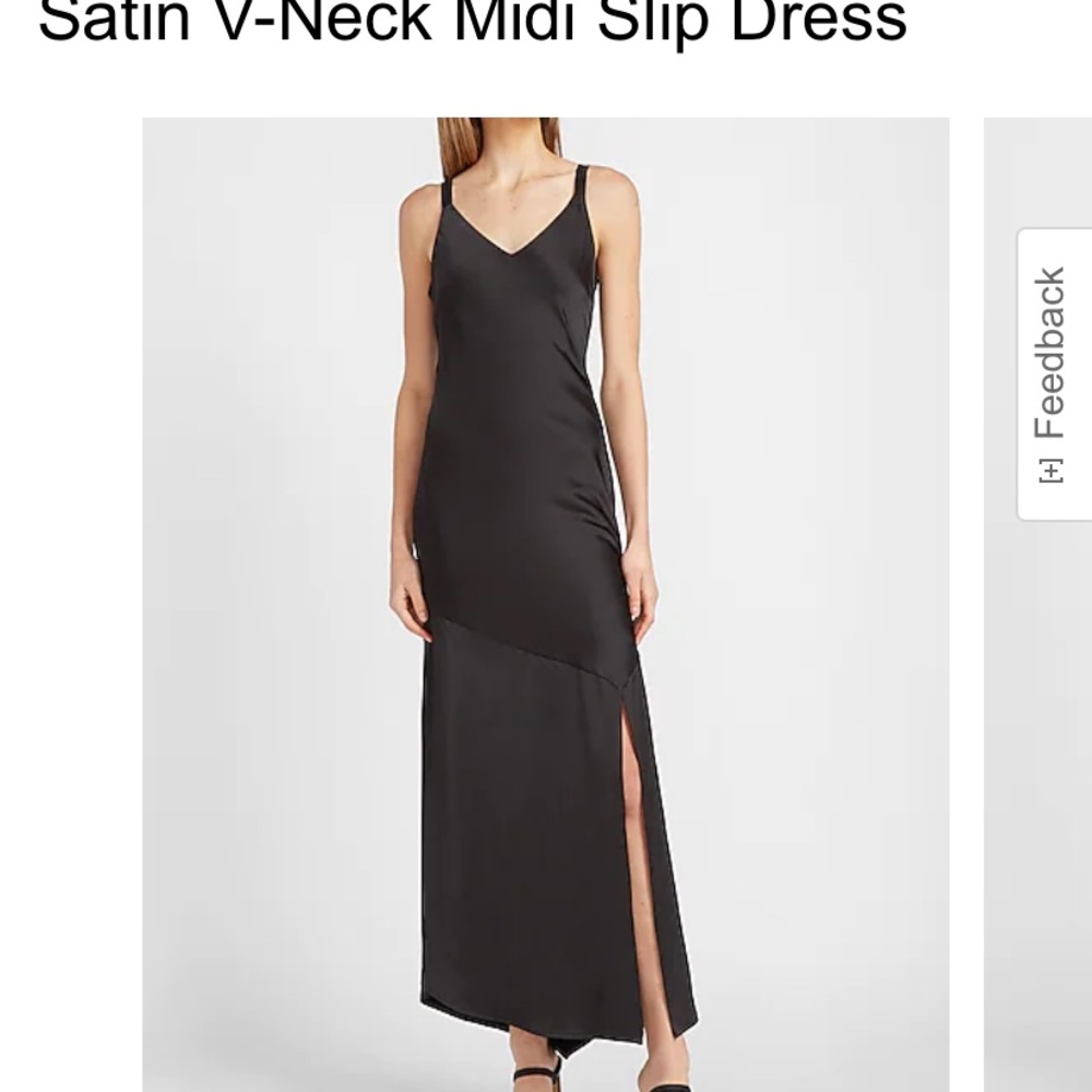 Express Satin V Neck midi slip dress